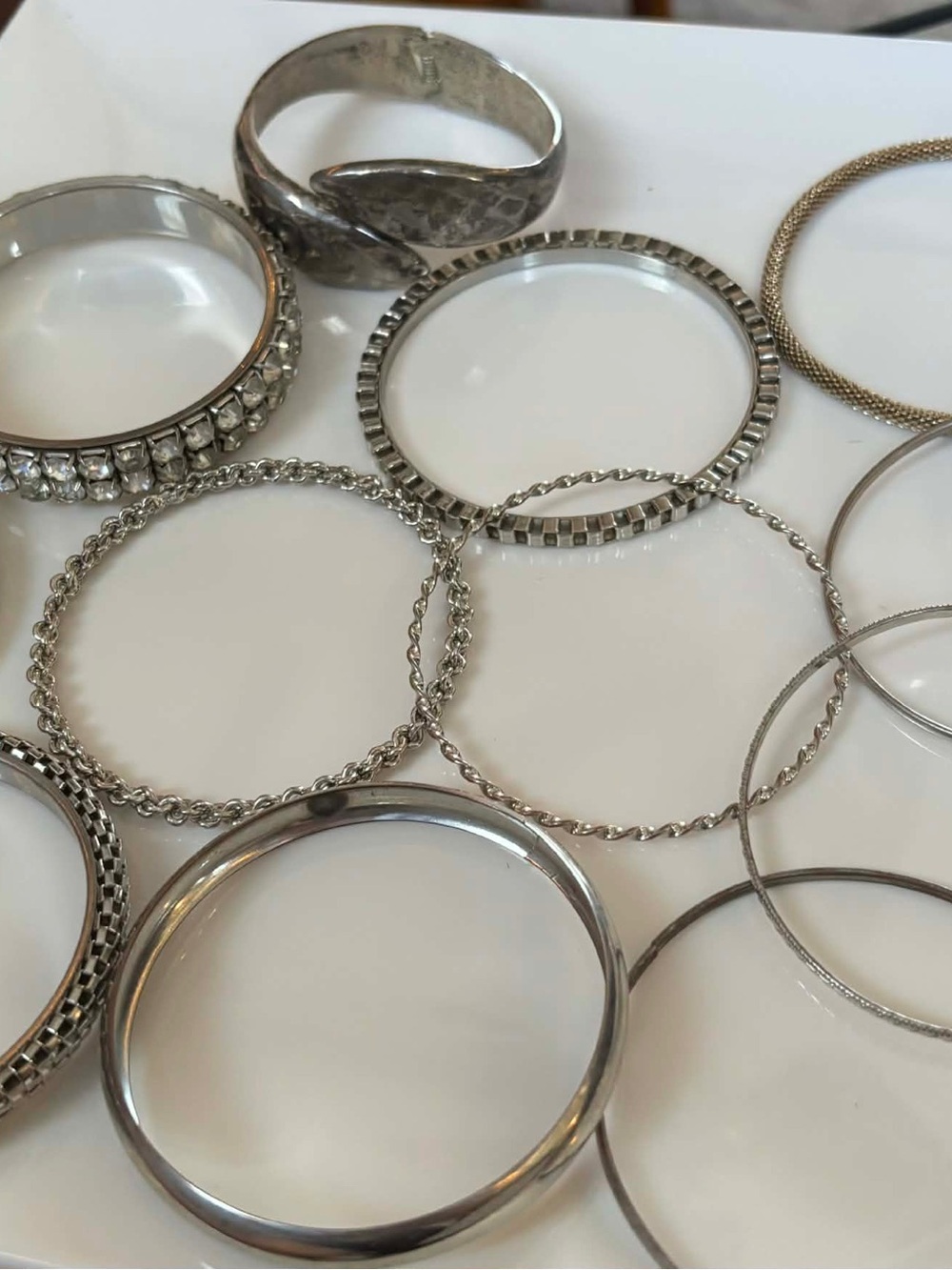 Silver-Tone Women’s Bangle Bracelet Set of 12